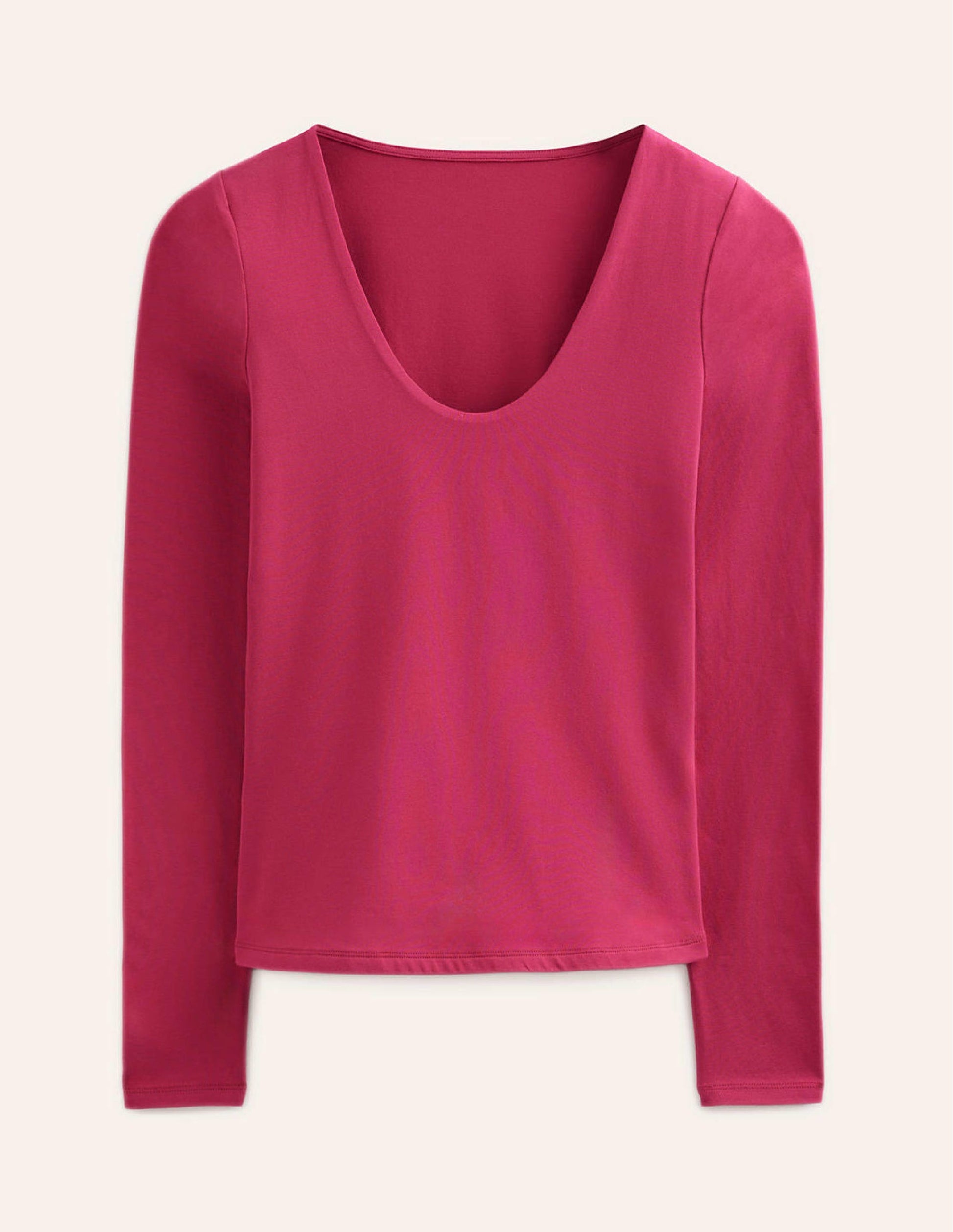 Double Layer Scoop Neck Top-Warm Cranberry-5