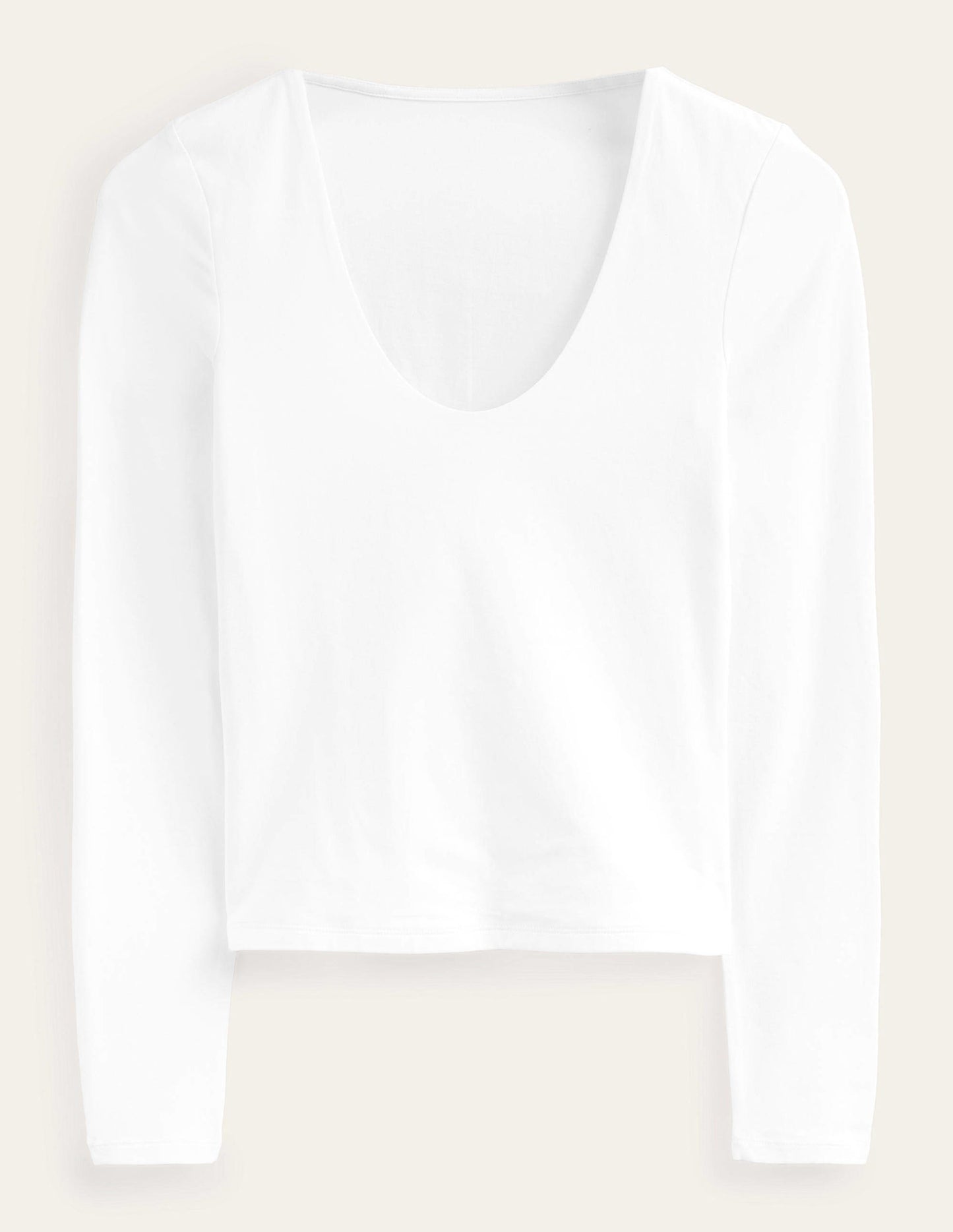 Double Layer Scoop Neck Top-White