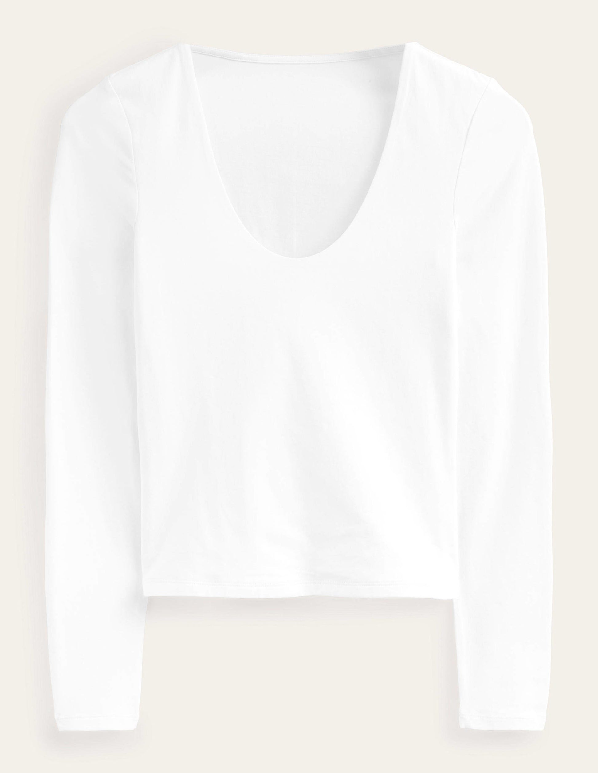 Double Layer Scoop Neck Top-White-5