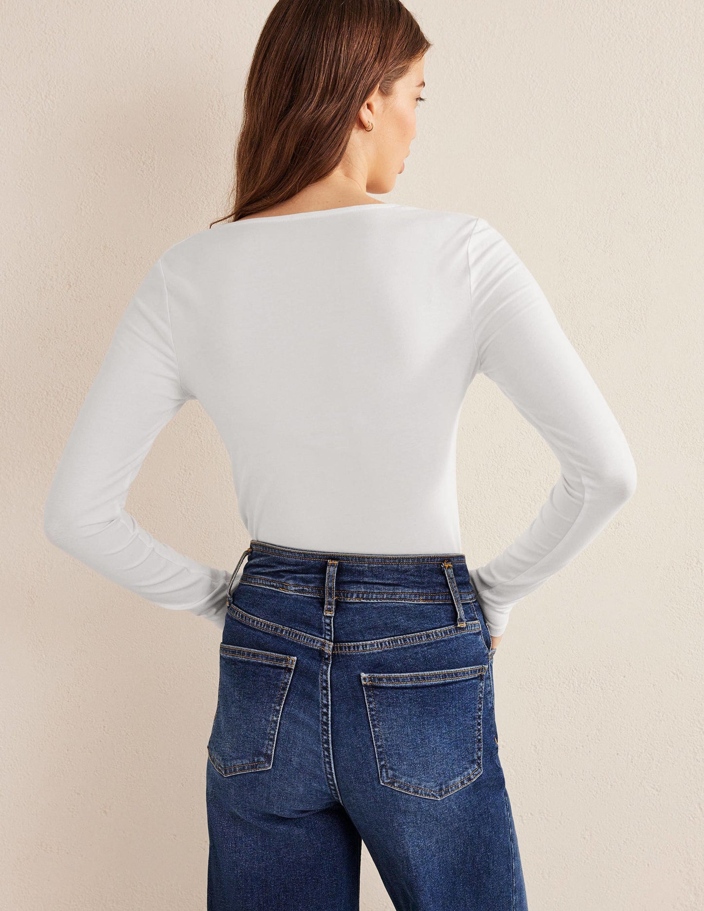 Double Layer Scoop Neck Top-White