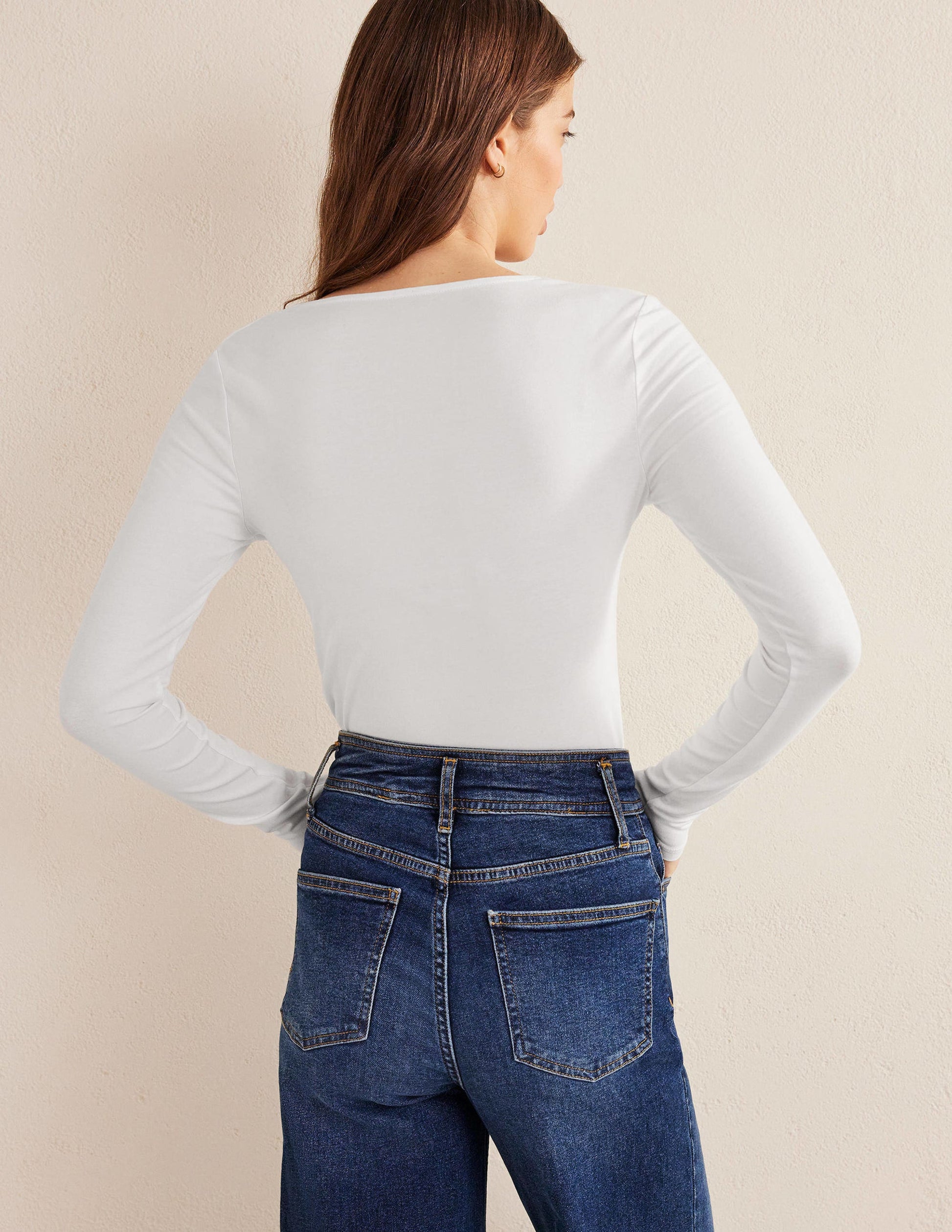 Double Layer Scoop Neck Top-White-3