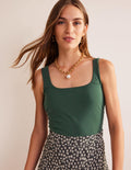 Double Layer Square Neck Vest-Chatsworth Green
