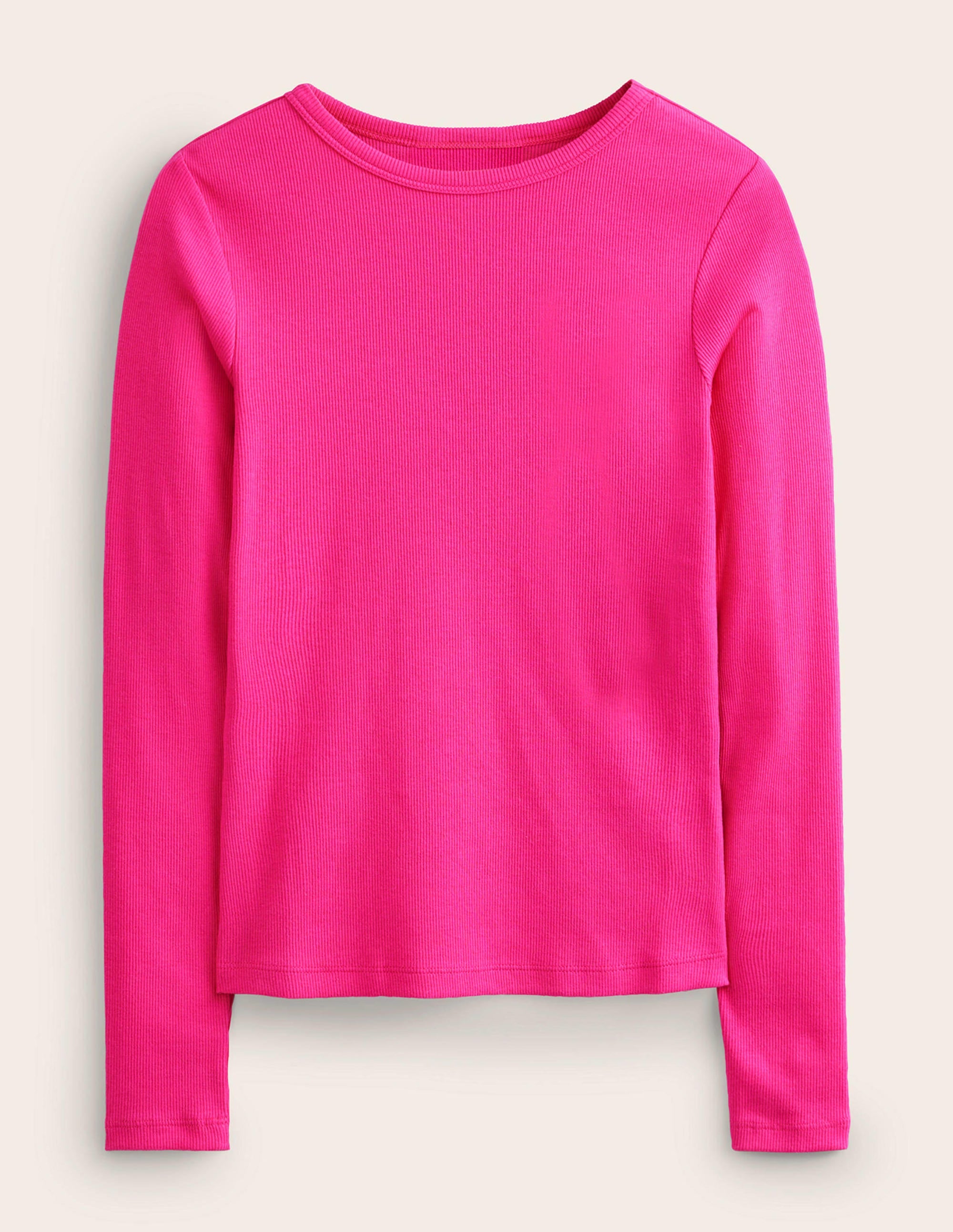 Cotton Ribbed Long Sleeve Top-Cabaret Pink - Image 5