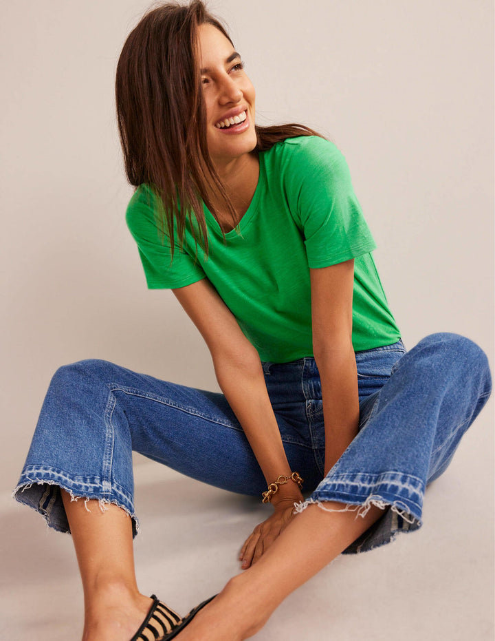 Cotton Crew Neck T-Shirt-Bright Green