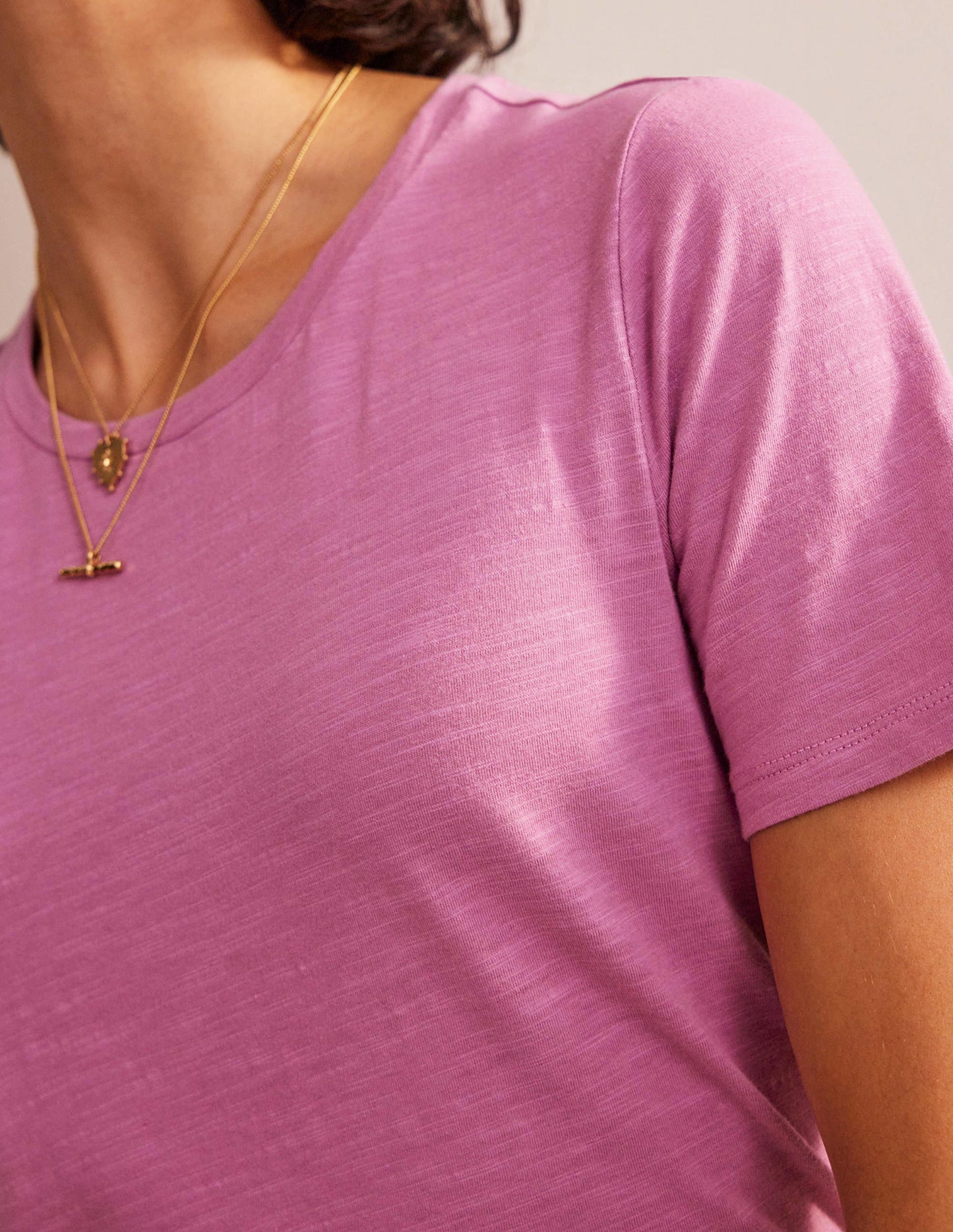 Cotton Crew Neck T-Shirt-Strawberry Sherbet