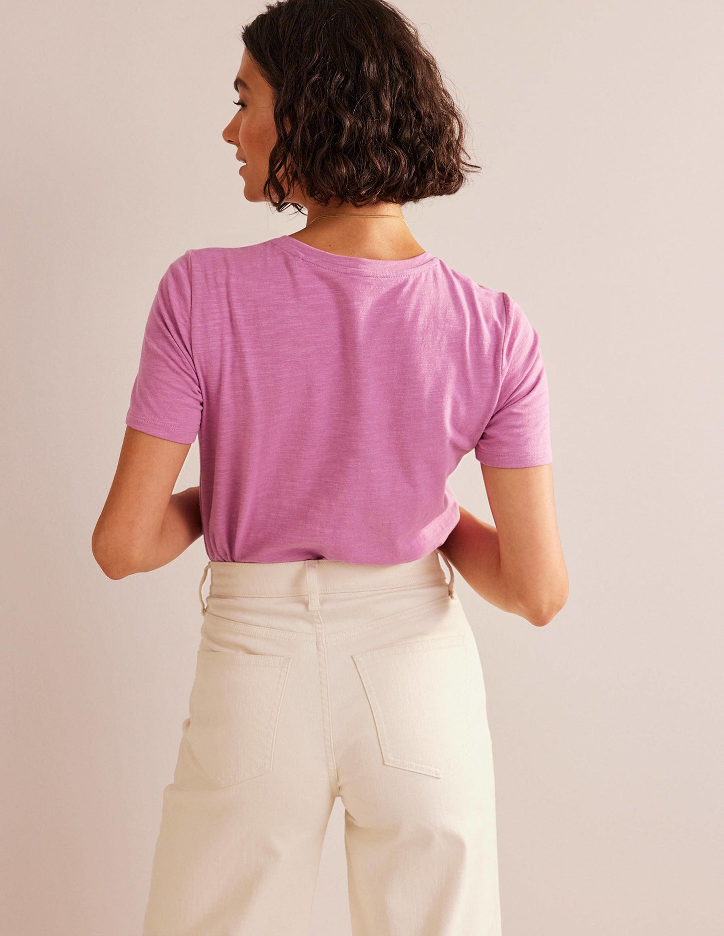 Cotton Crew Neck T-Shirt-Strawberry Sherbet