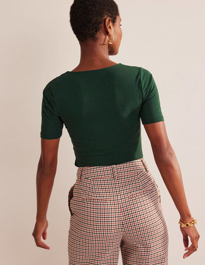 Double Layer Short Sleeve Top-Chatsworth Green-3