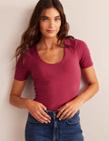 Double Layer Short Sleeve Top-Warm Cranberry