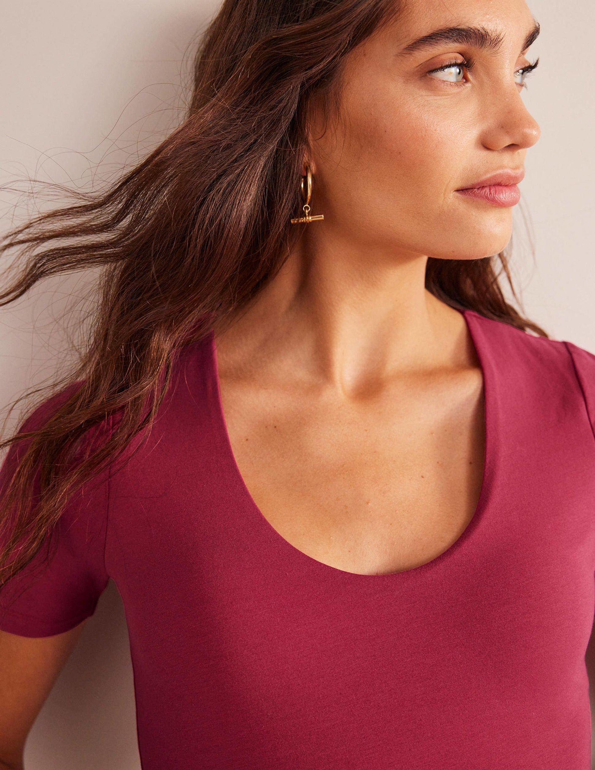 Double Layer Short Sleeve Top-Warm Cranberry-2