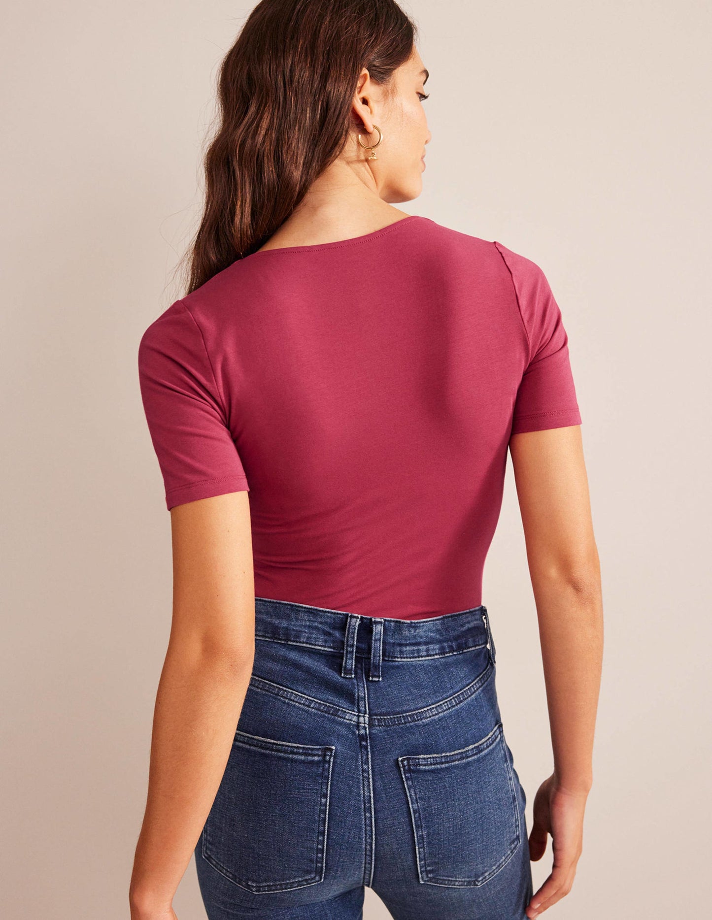 Double Layer Short Sleeve Top-Warm Cranberry