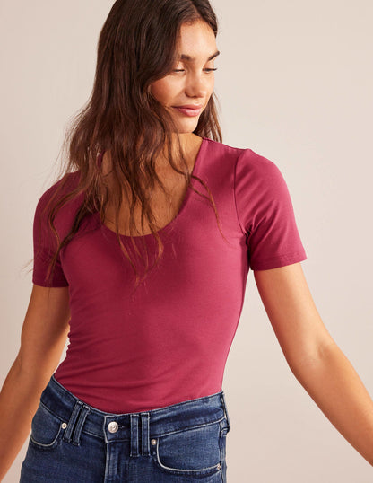 Double Layer Short Sleeve Top-Warm Cranberry-4