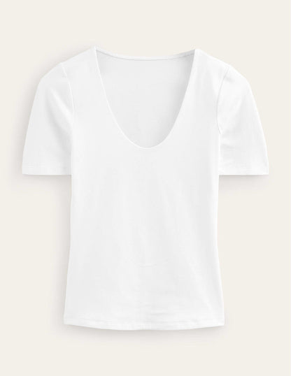 Double Layer Short Sleeve Top-White-5