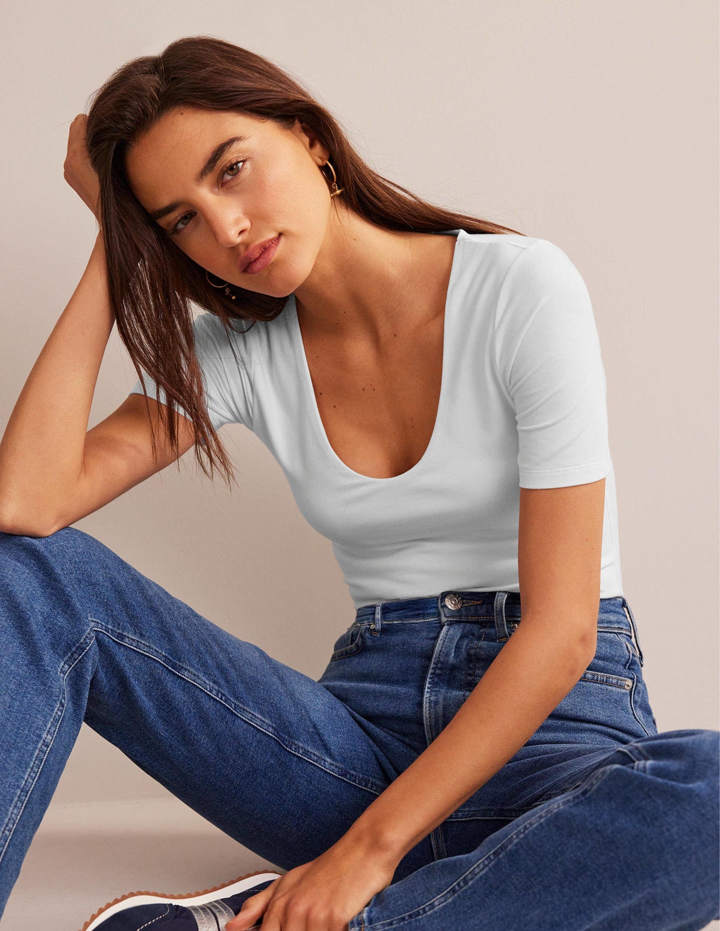 Double Layer Short Sleeve Top-White