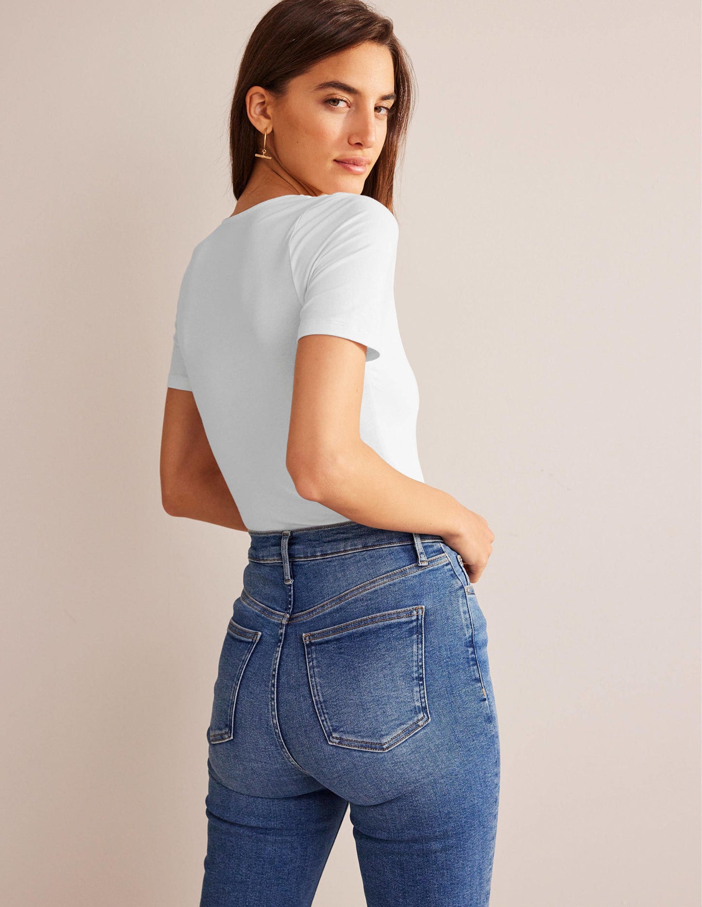 Double Layer Short Sleeve Top-White