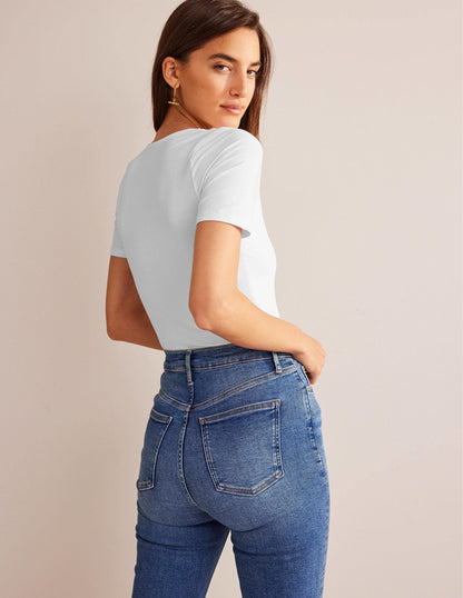 Double Layer Short Sleeve Top-White-3