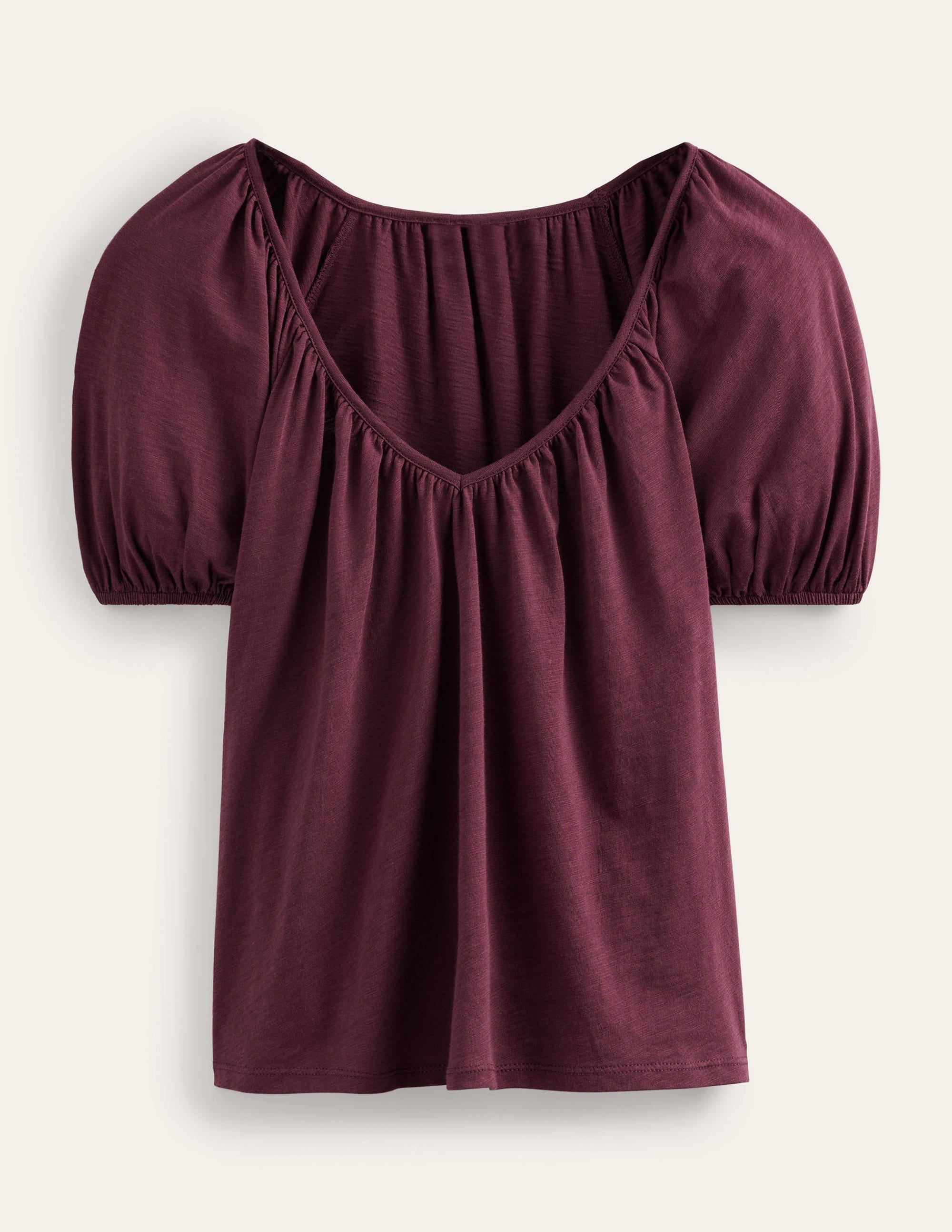 V-Neck Jersey Swing Top-Dark Burgundy - Image 5