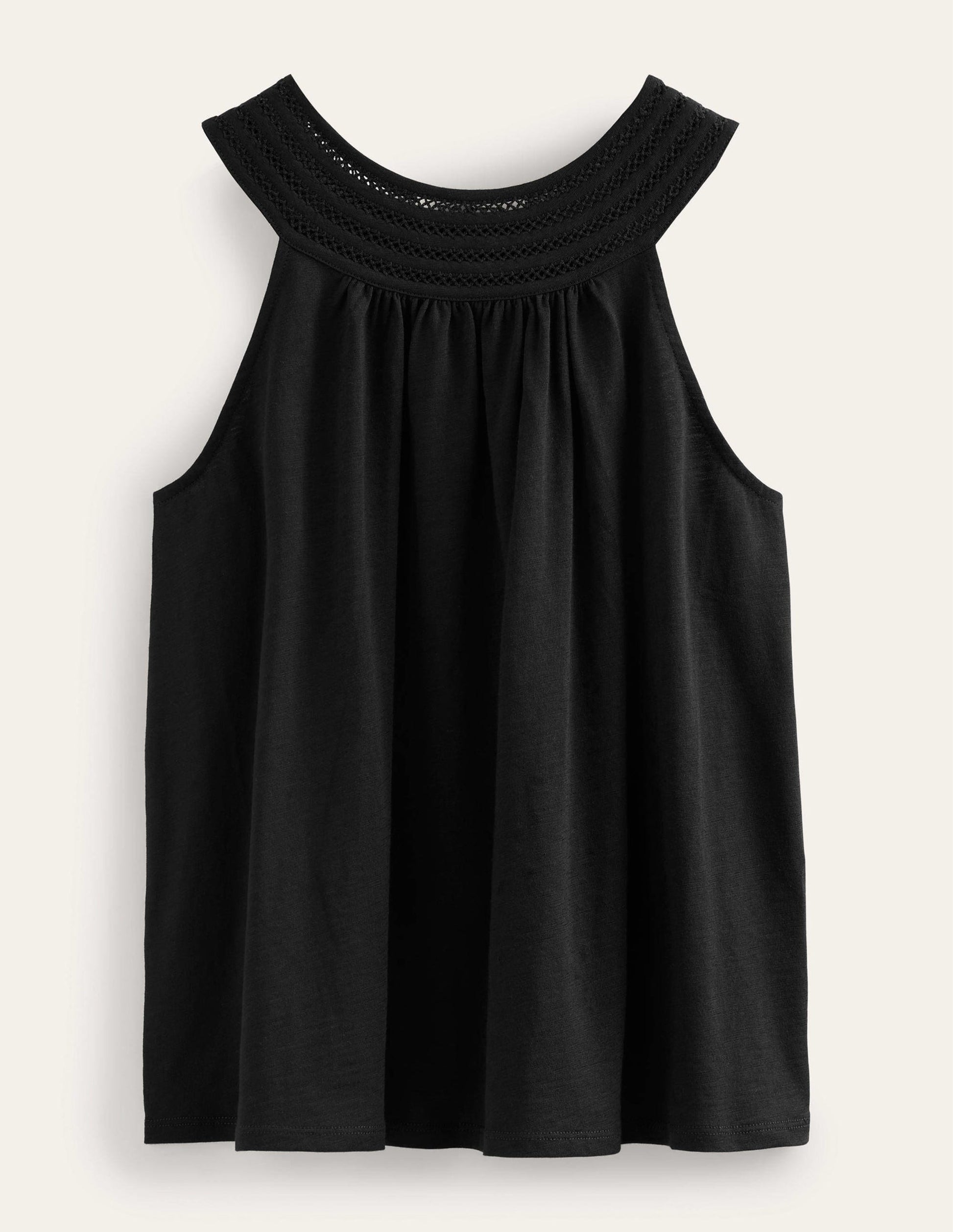 Trim Neck Jersey Swing Top-Black-5