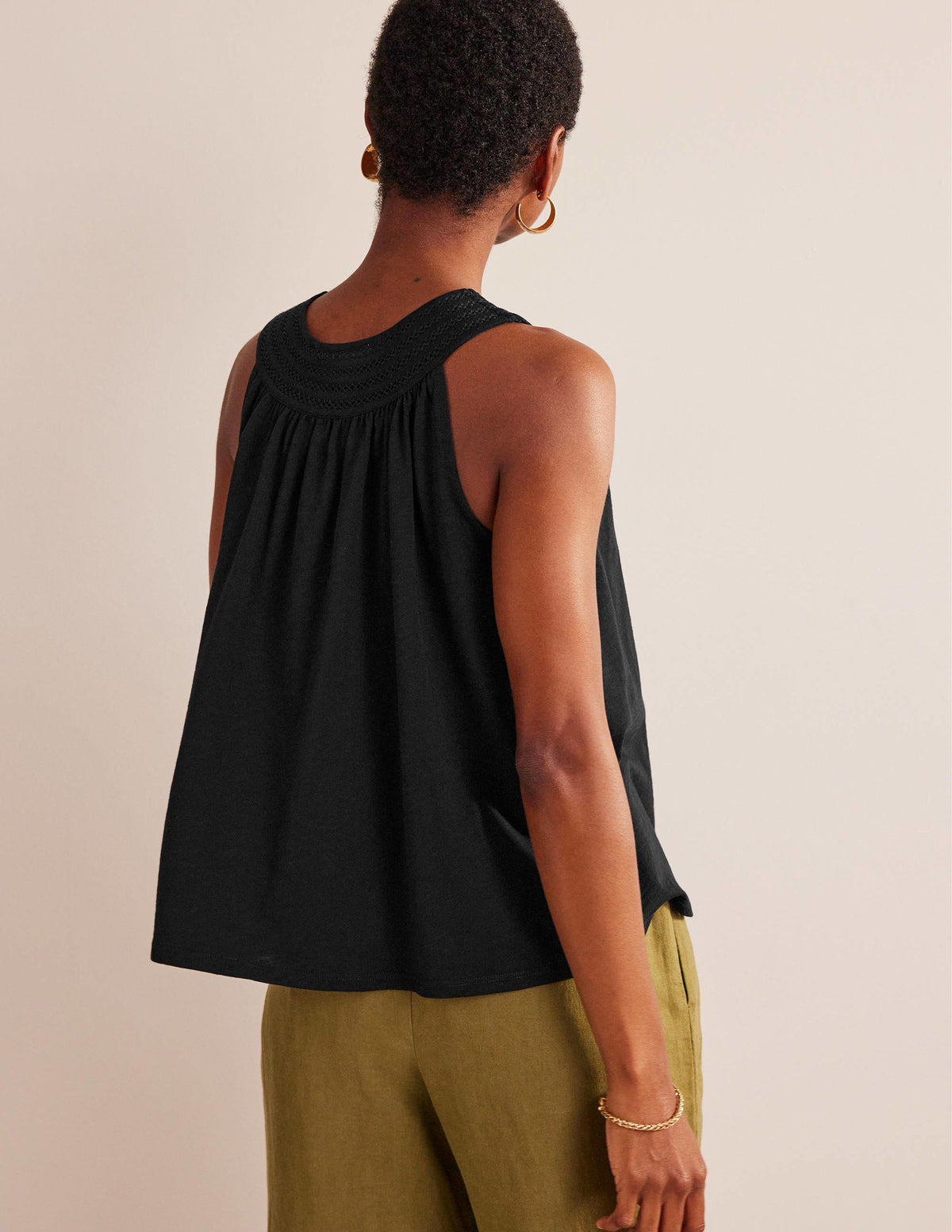 Trim Neck Jersey Swing Top-Black - Image 3