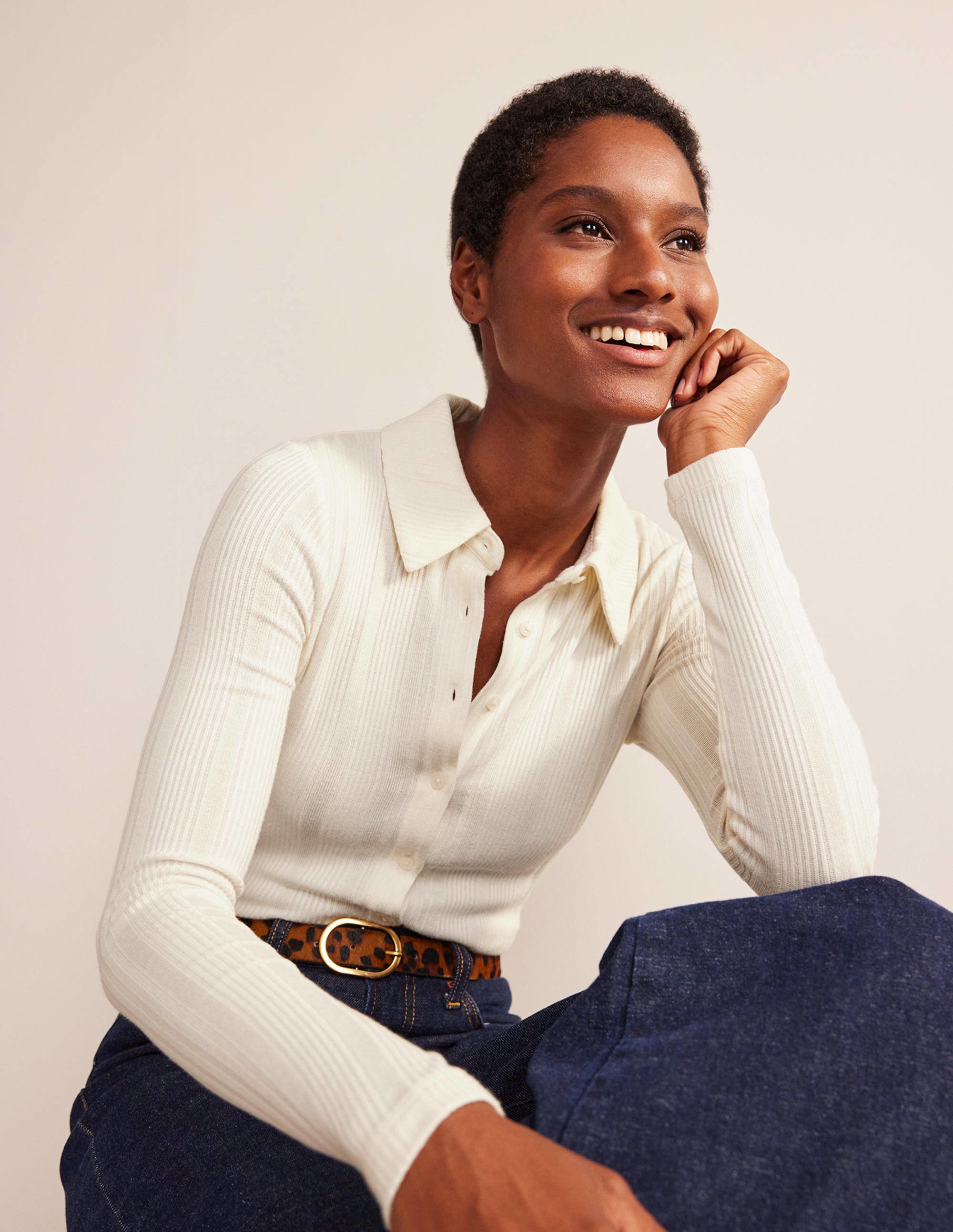 Charlotte Jersey Shirt-Ivory - Image 4