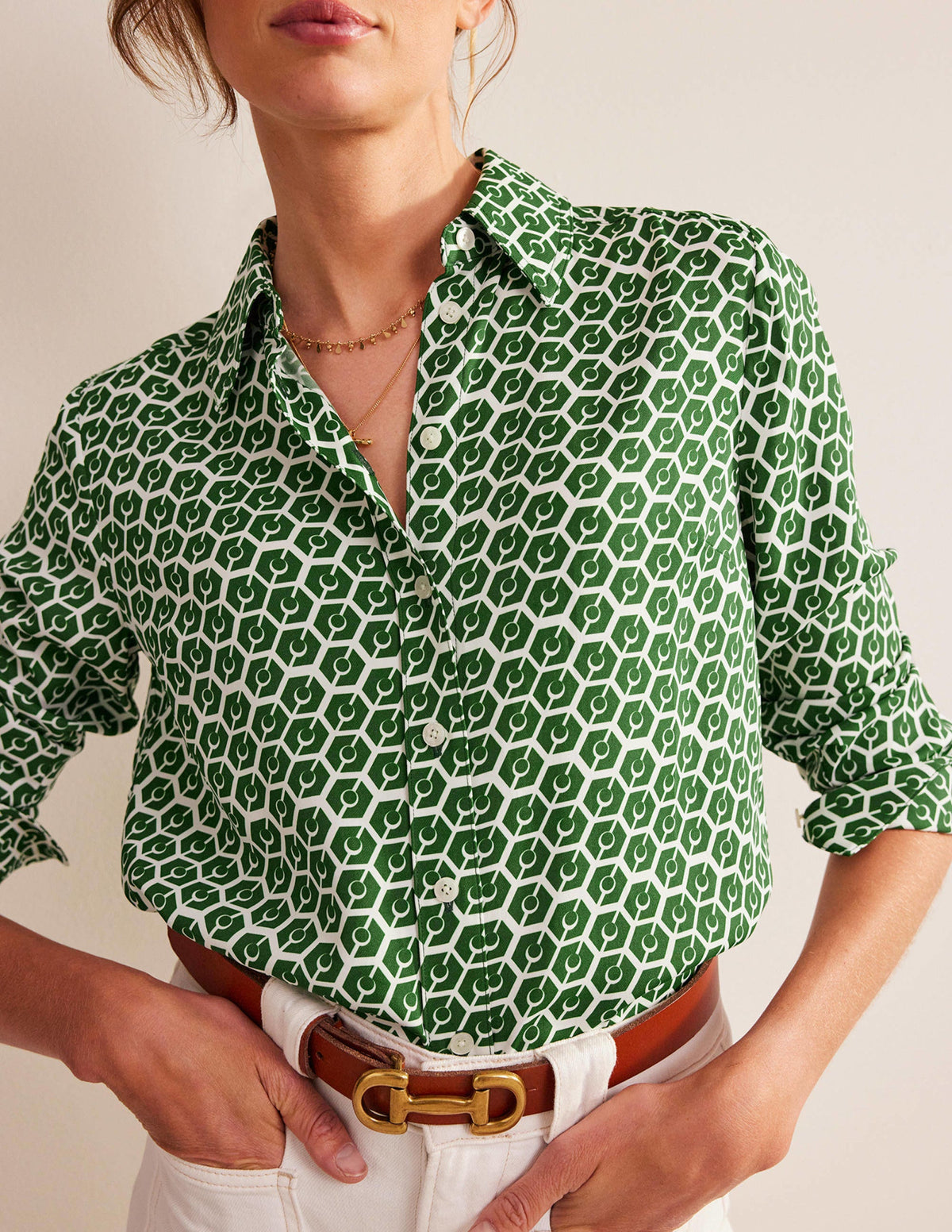 Straight-Fit Twill Shirt-Winter Green, Reverie-2