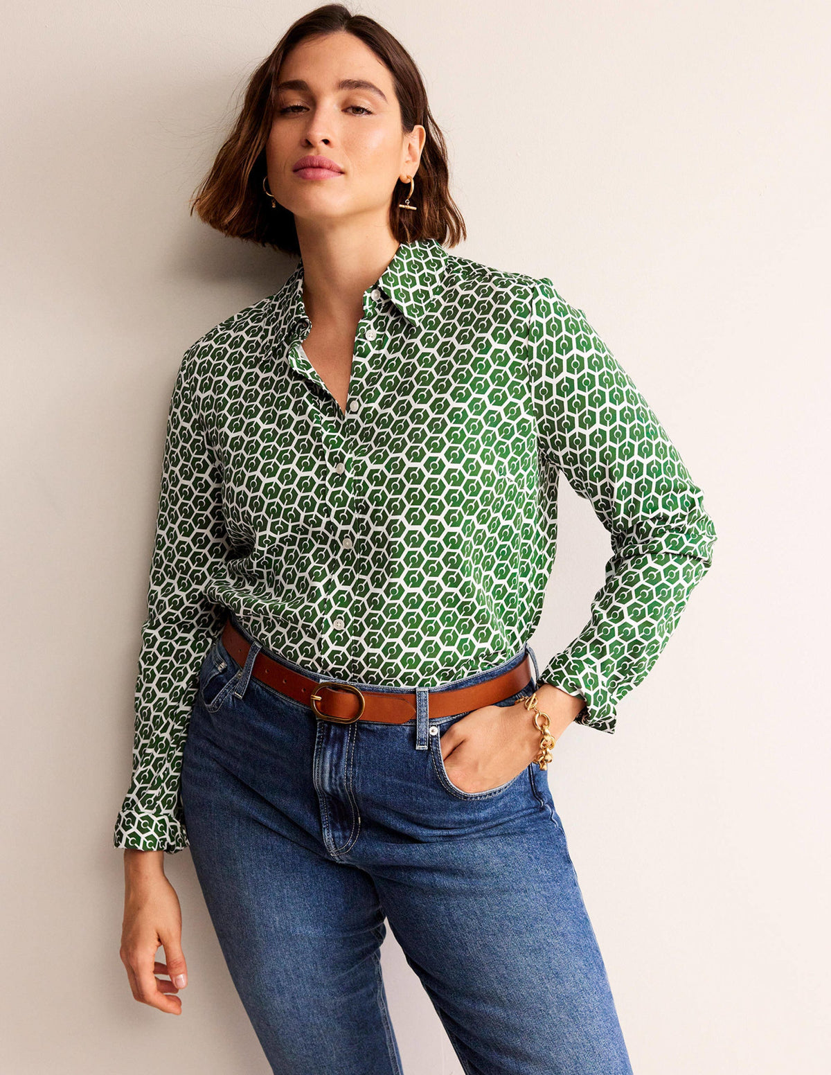 Straight-Fit Twill Shirt-Winter Green, Reverie-5