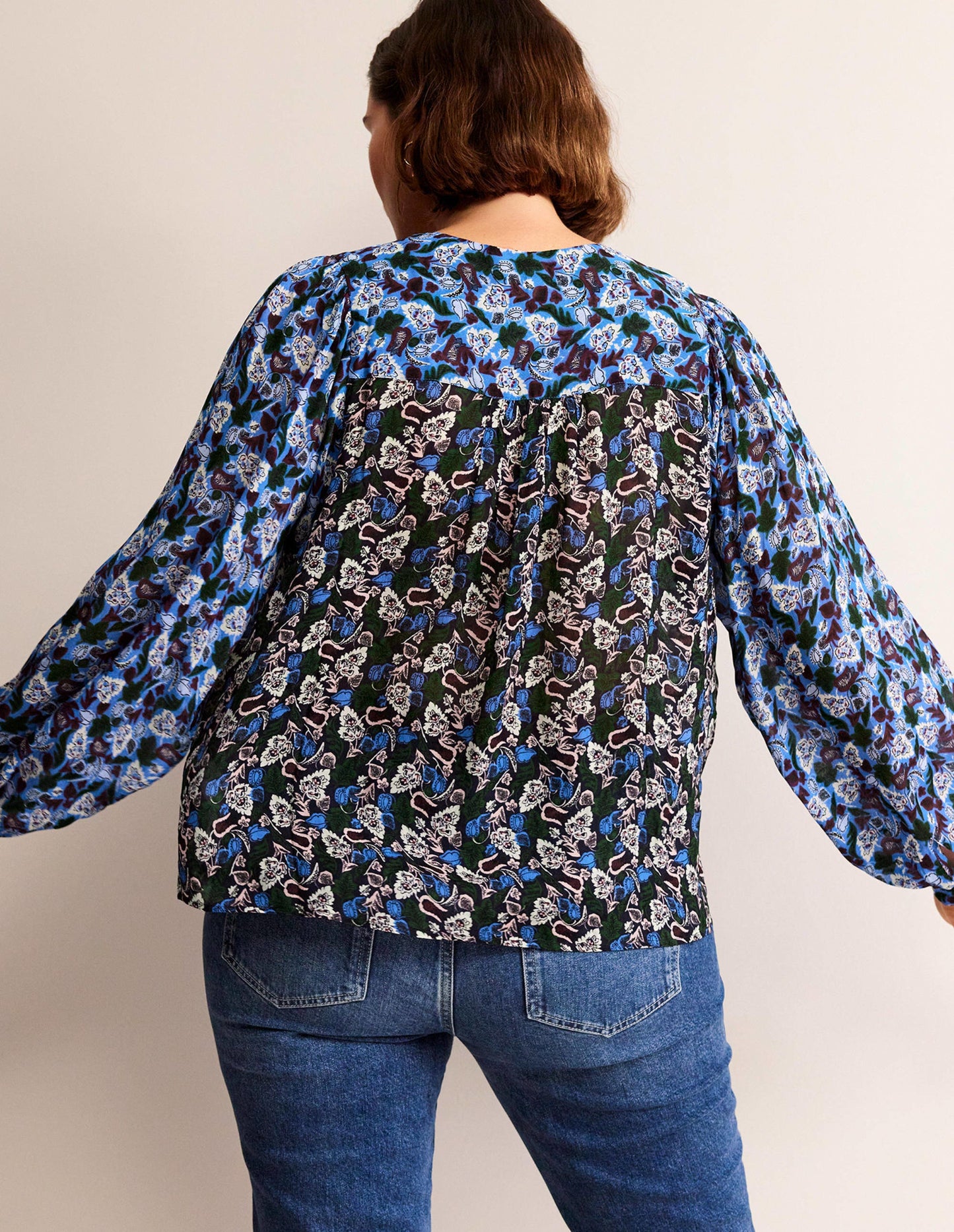 Printed V-Neck Blouse-Multi, Tulip Bloom