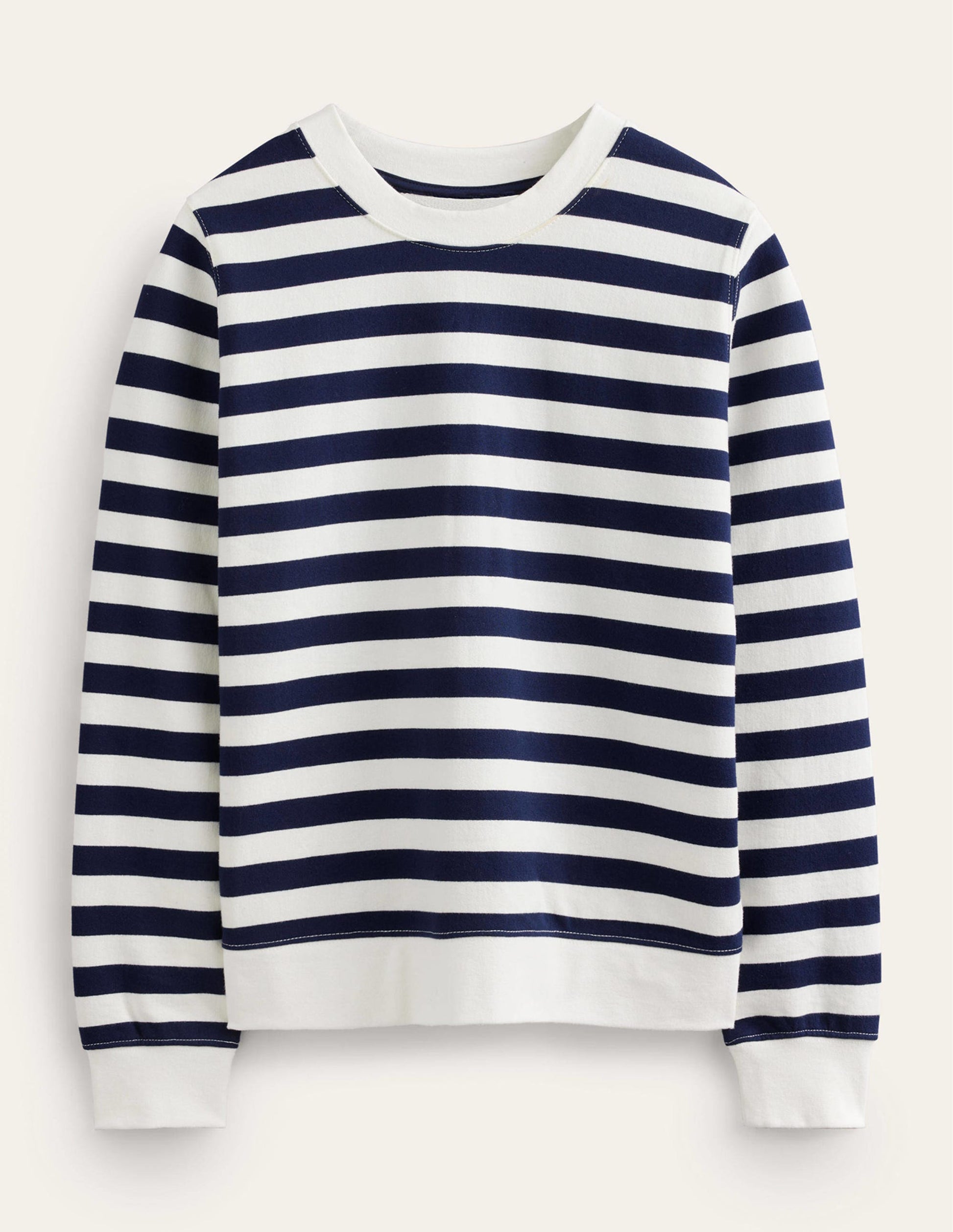 Deep Rib Boxy Sweatshirt-French Navy, Ivory Stripe-6