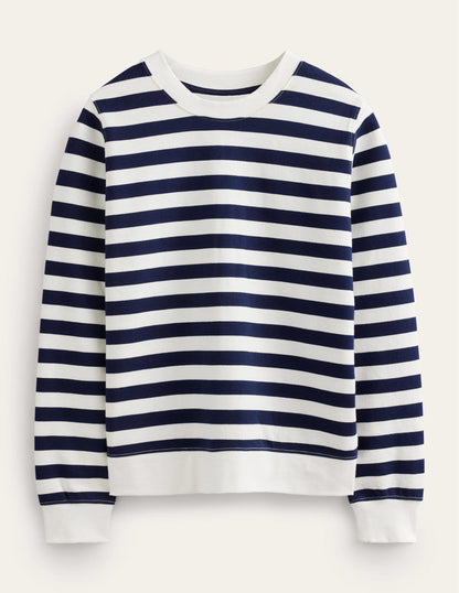 Deep Rib Boxy Sweatshirt-French Navy, Ivory Stripe-6