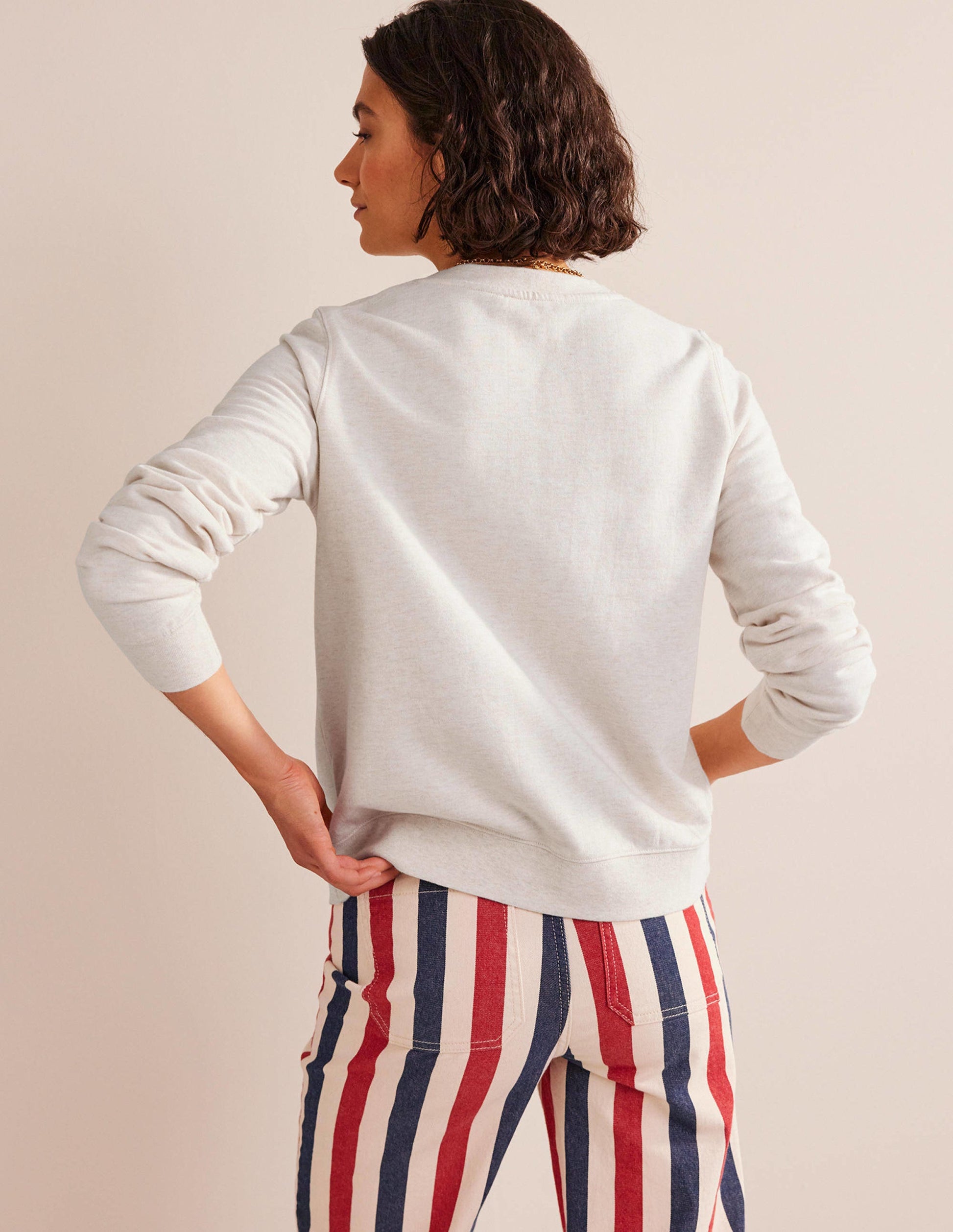 Deep Rib Boxy Sweatshirt-Oatmeal-3