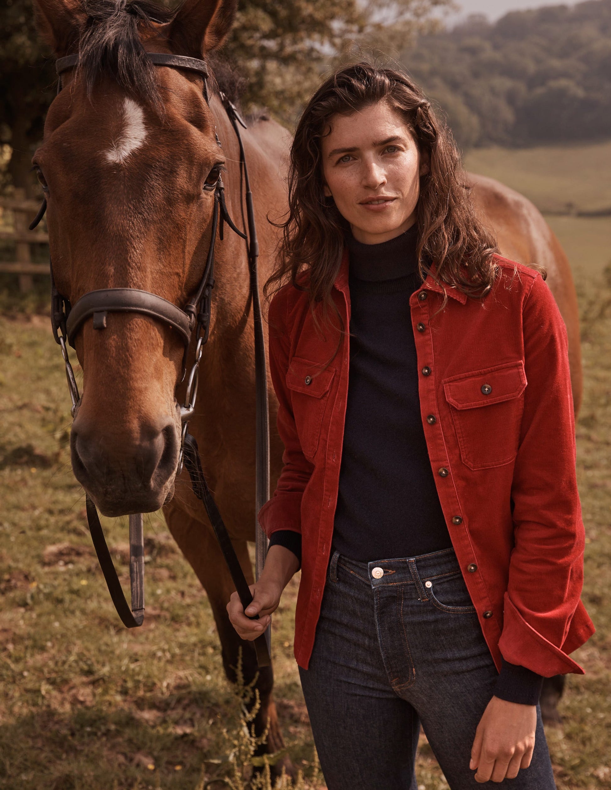 Straight-Fit Corduroy Shirt-Warm Cranberry-5