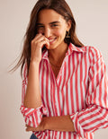 Sienna Cotton Shirt-Bright Red Stripe