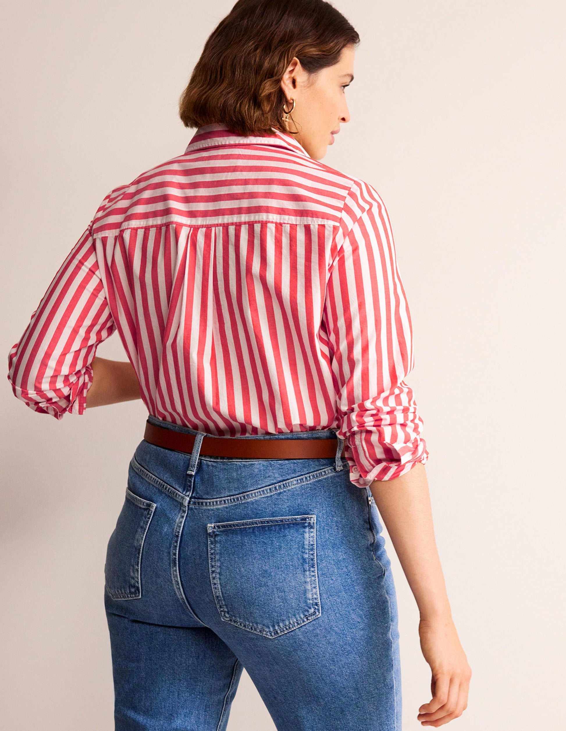 Sienna Cotton Shirt-Bright Red Stripe-6