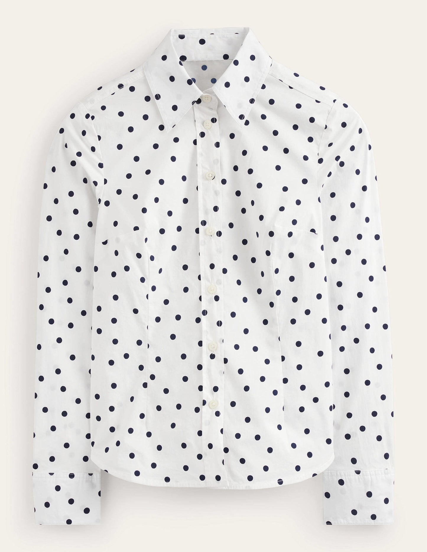 Saskia Stretch Cotton Shirt-Ivory, Spaced Dot