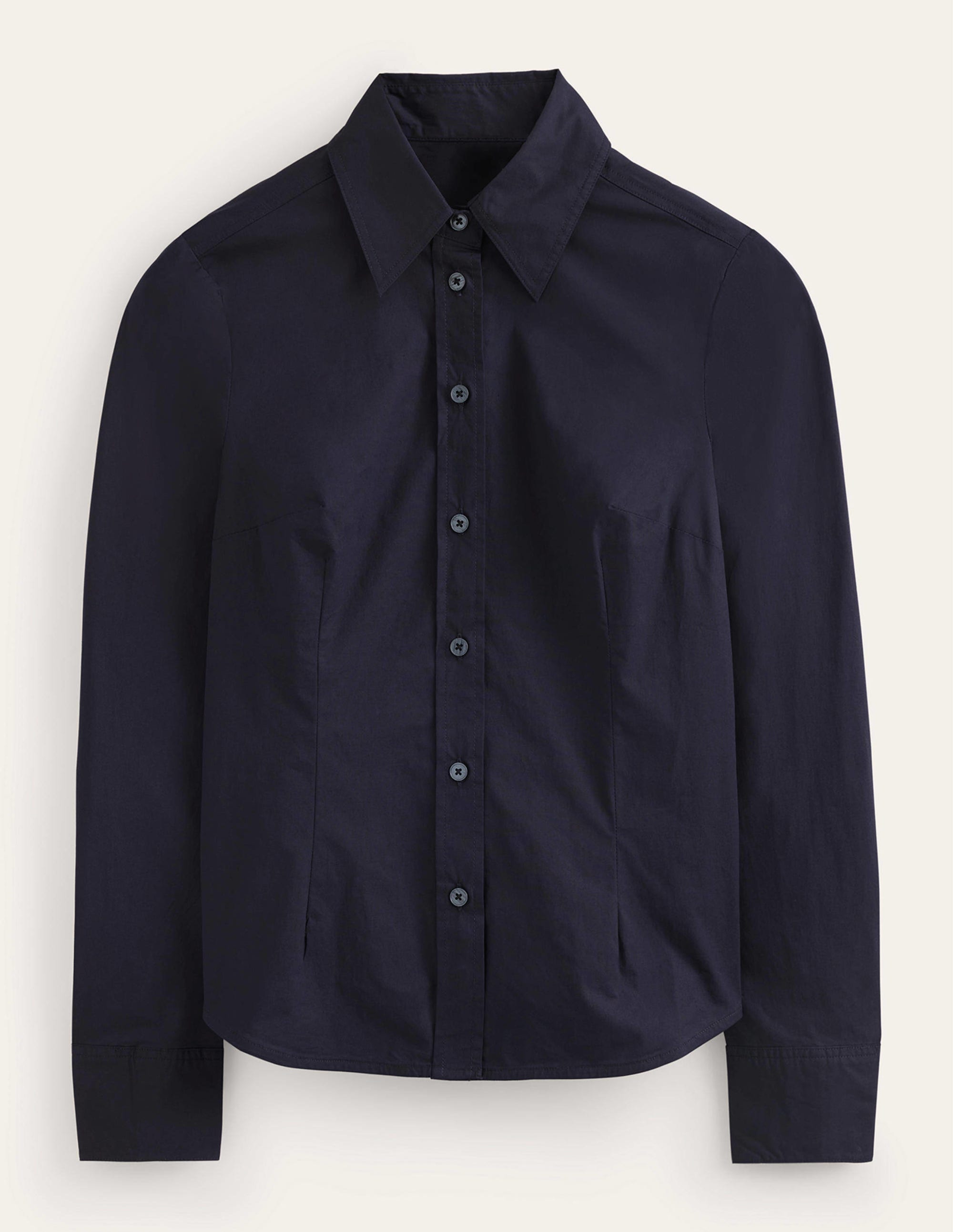 Saskia Stretch Cotton Shirt-Navy - Image 5