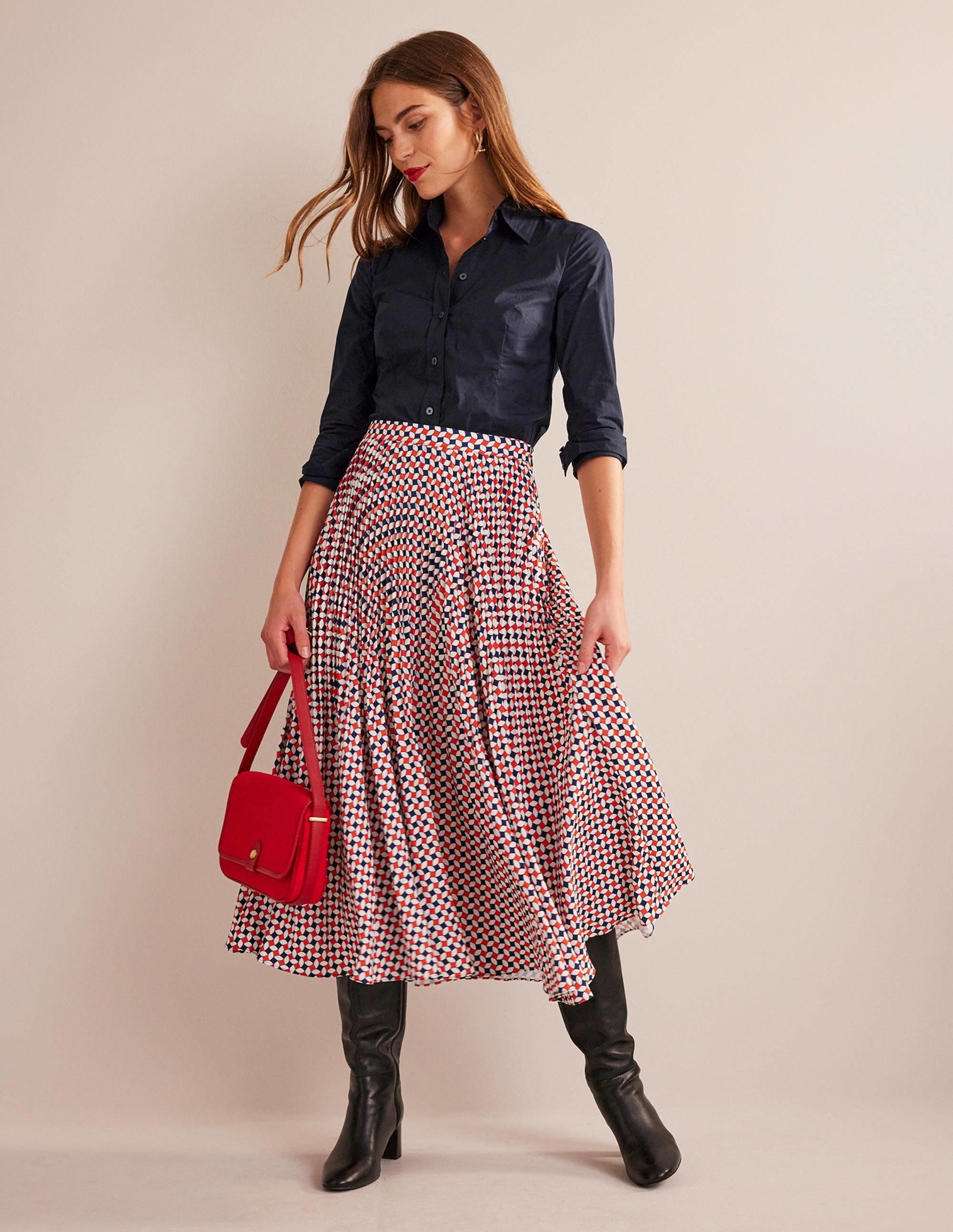 Saskia Stretch Cotton Shirt-Navy - Image 4