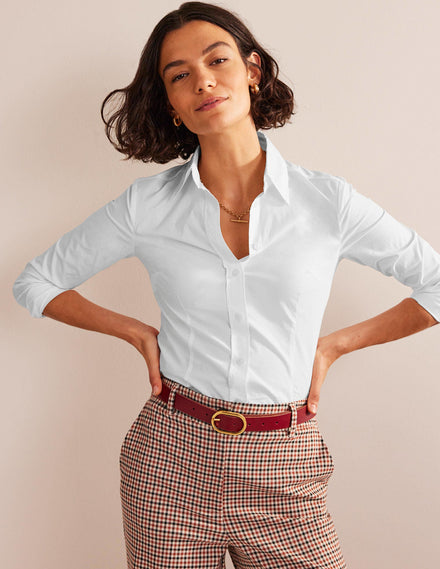 Saskia Stretch Cotton Shirt-White