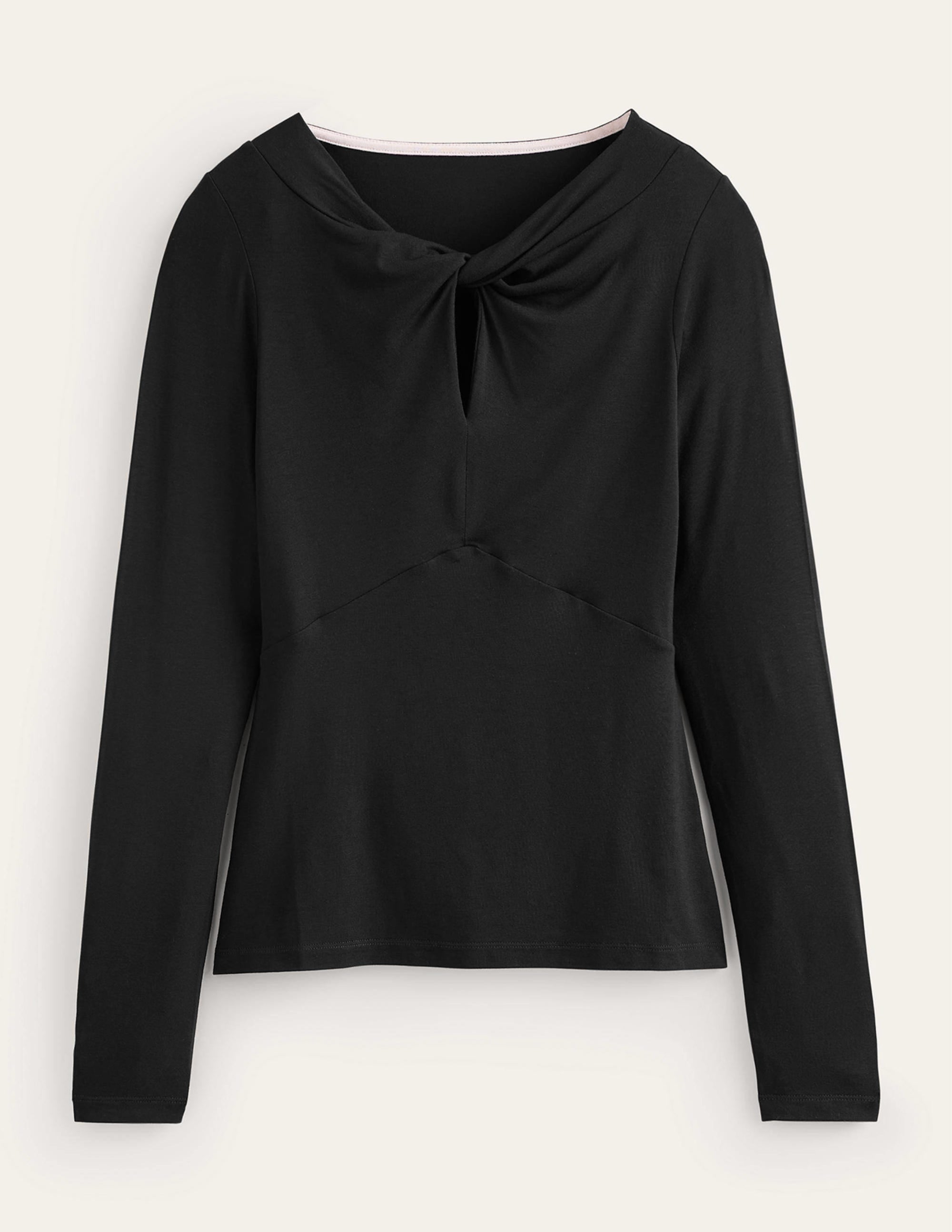 Knot Front Jersey Top-Black - Image 5