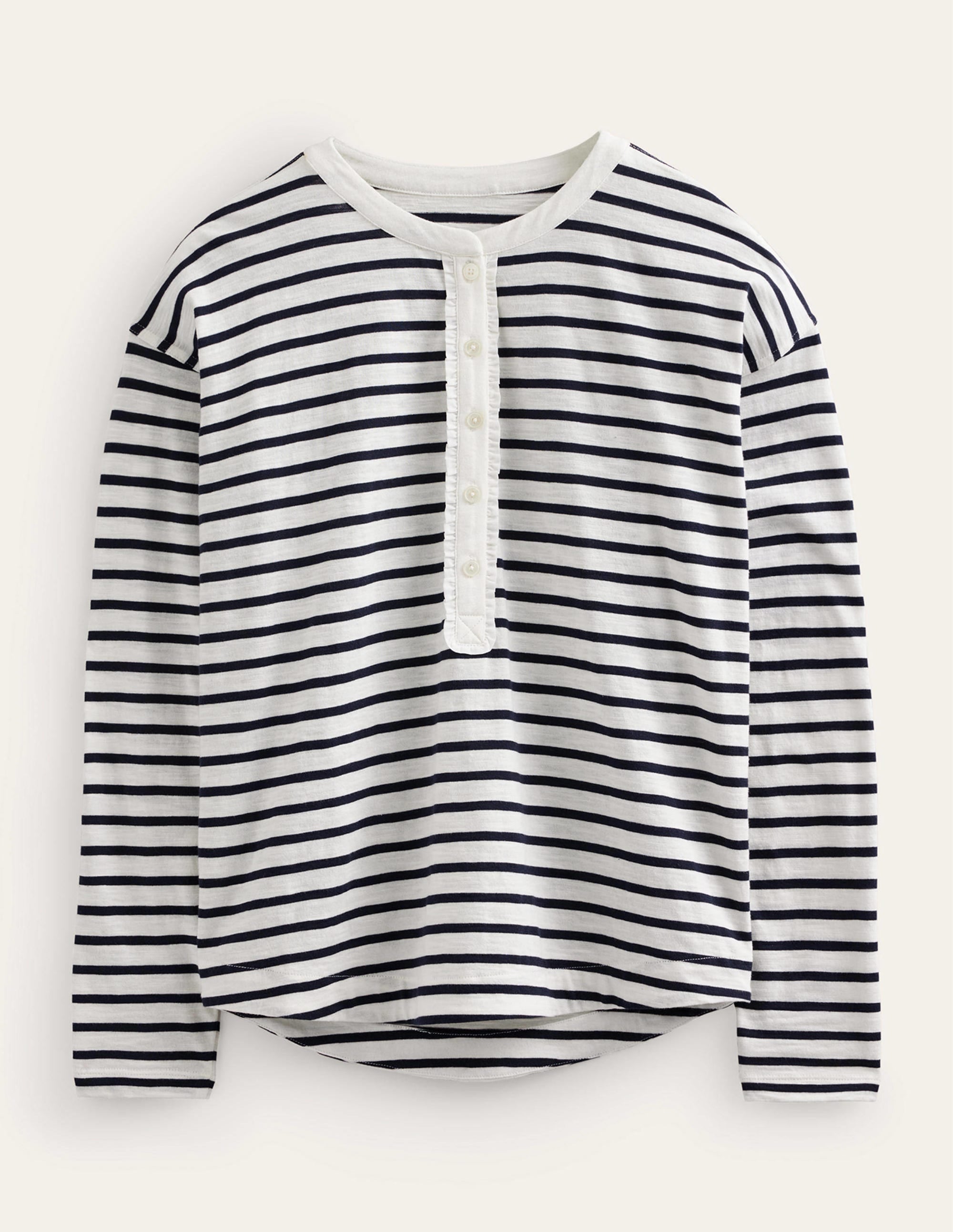 Rosie Stripe T-Shirt-Ivory, Navy - Image 6