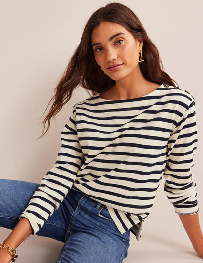 Sophie Breton Top-Ivory, Navy-1