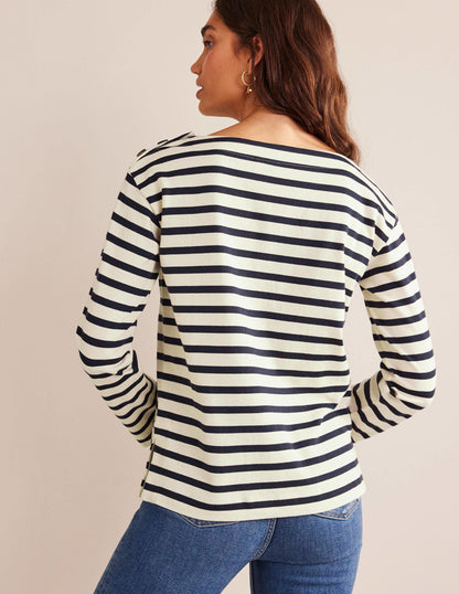 Sophie Breton Top-Ivory, Navy-3