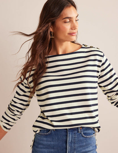 Sophie Breton Top-Ivory, Navy-4