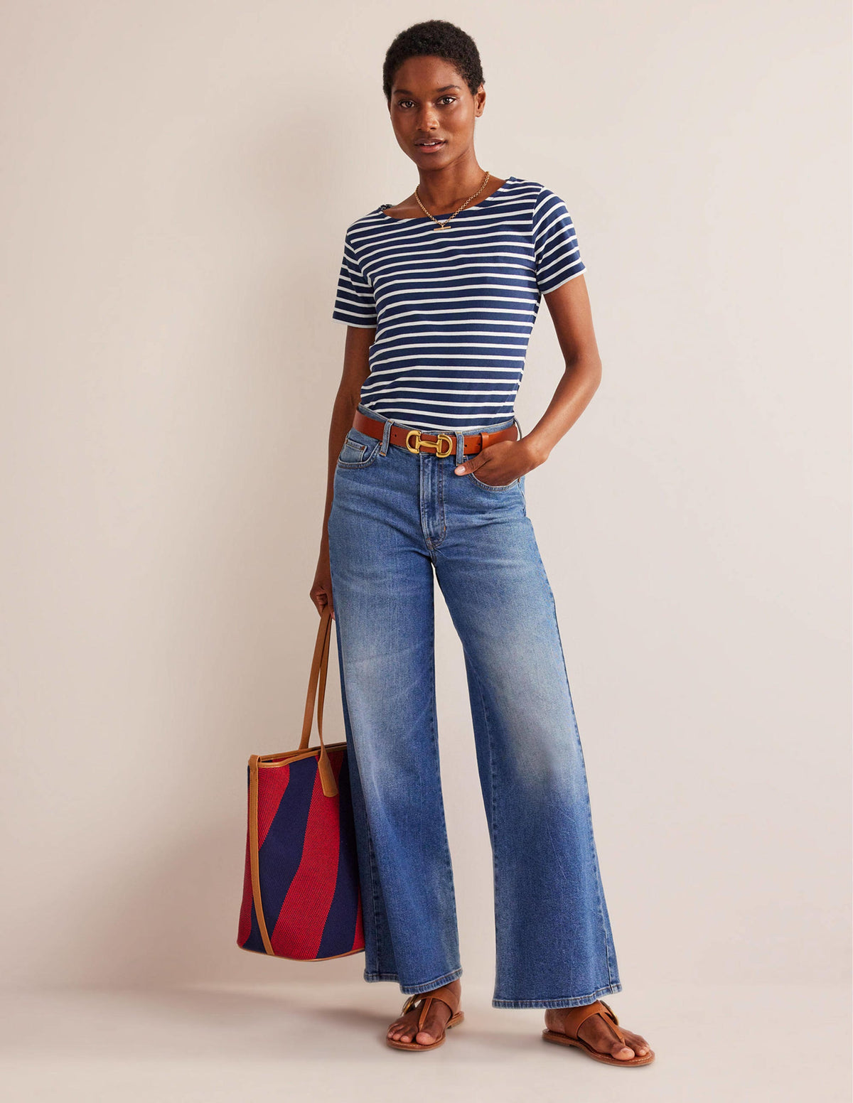 Ella Short Sleeve Breton-Navy, Ivory - Image 5