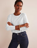 Pure Cotton Long Sleeve Top-White