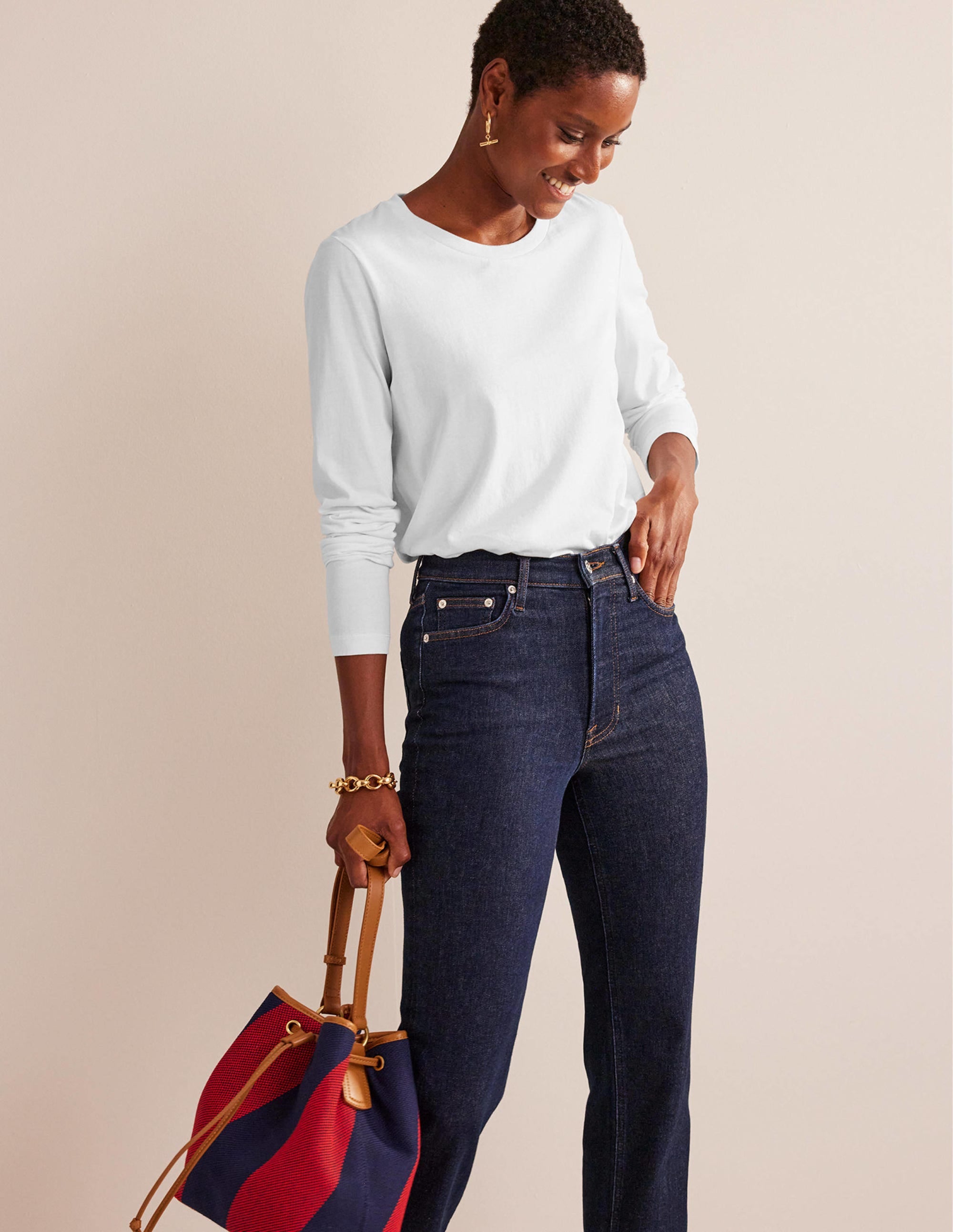 Pure Cotton Long Sleeve Top-White - Image 4