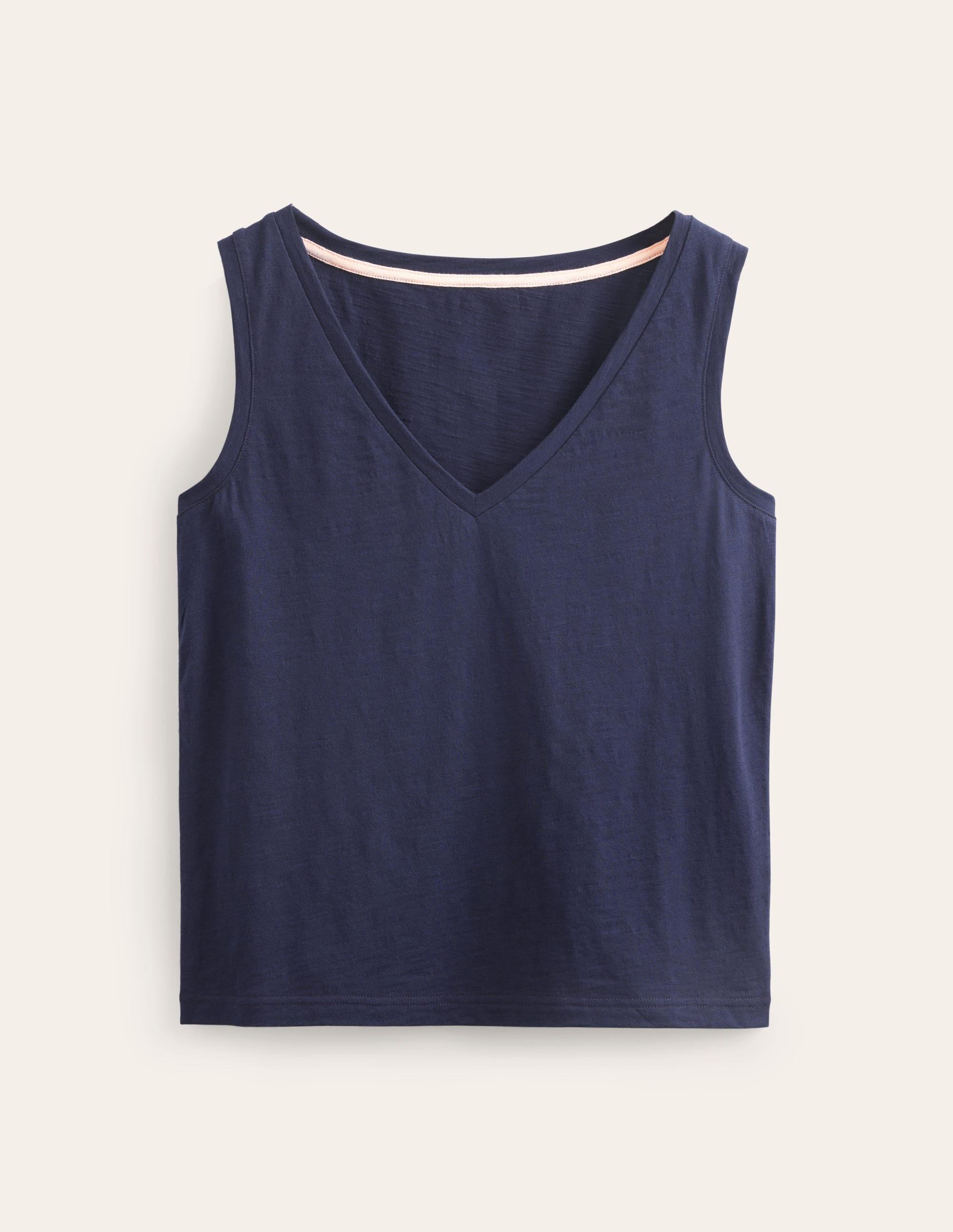 Regular V-neck Slub Vest-Navy - Image 5
