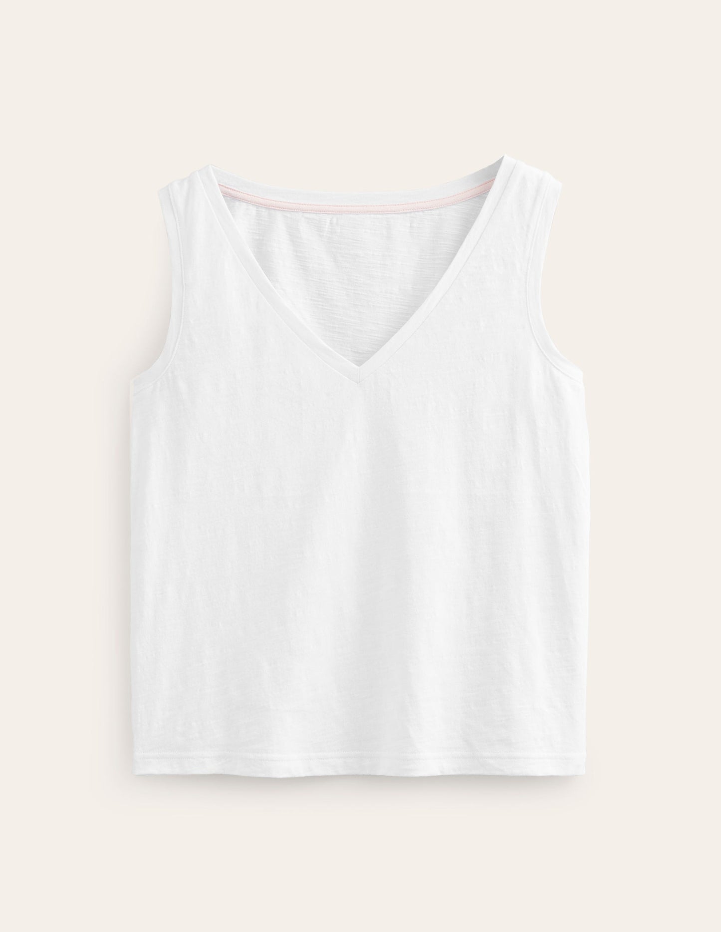 Regular V-neck Slub Vest-White