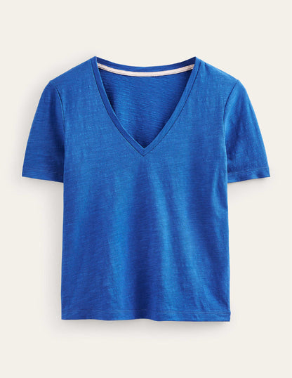 Regular V-Neck Slub T-shirt-Meadow Spring-5
