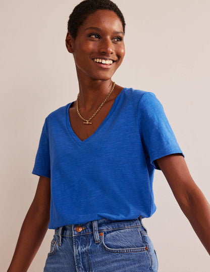 Regular V-Neck Slub T-shirt-Meadow Spring-1