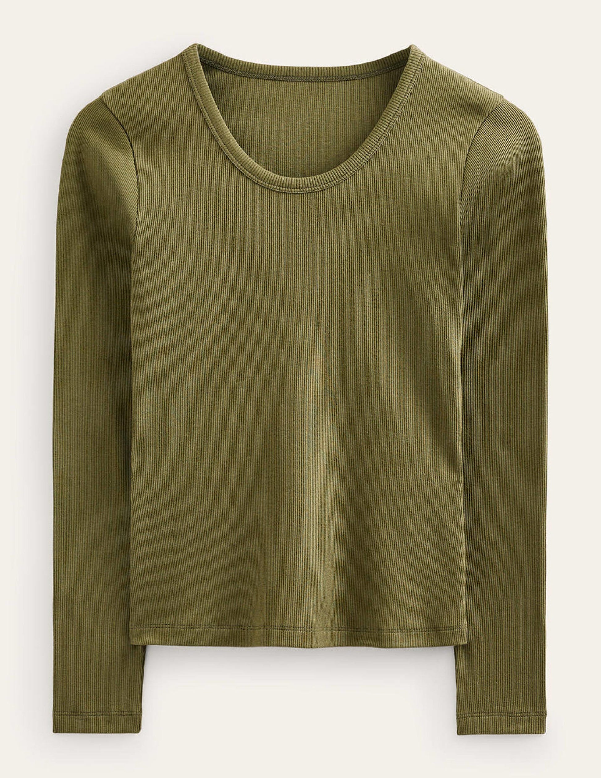 Cotton Rib Scoop Neck Top-Spruce-5