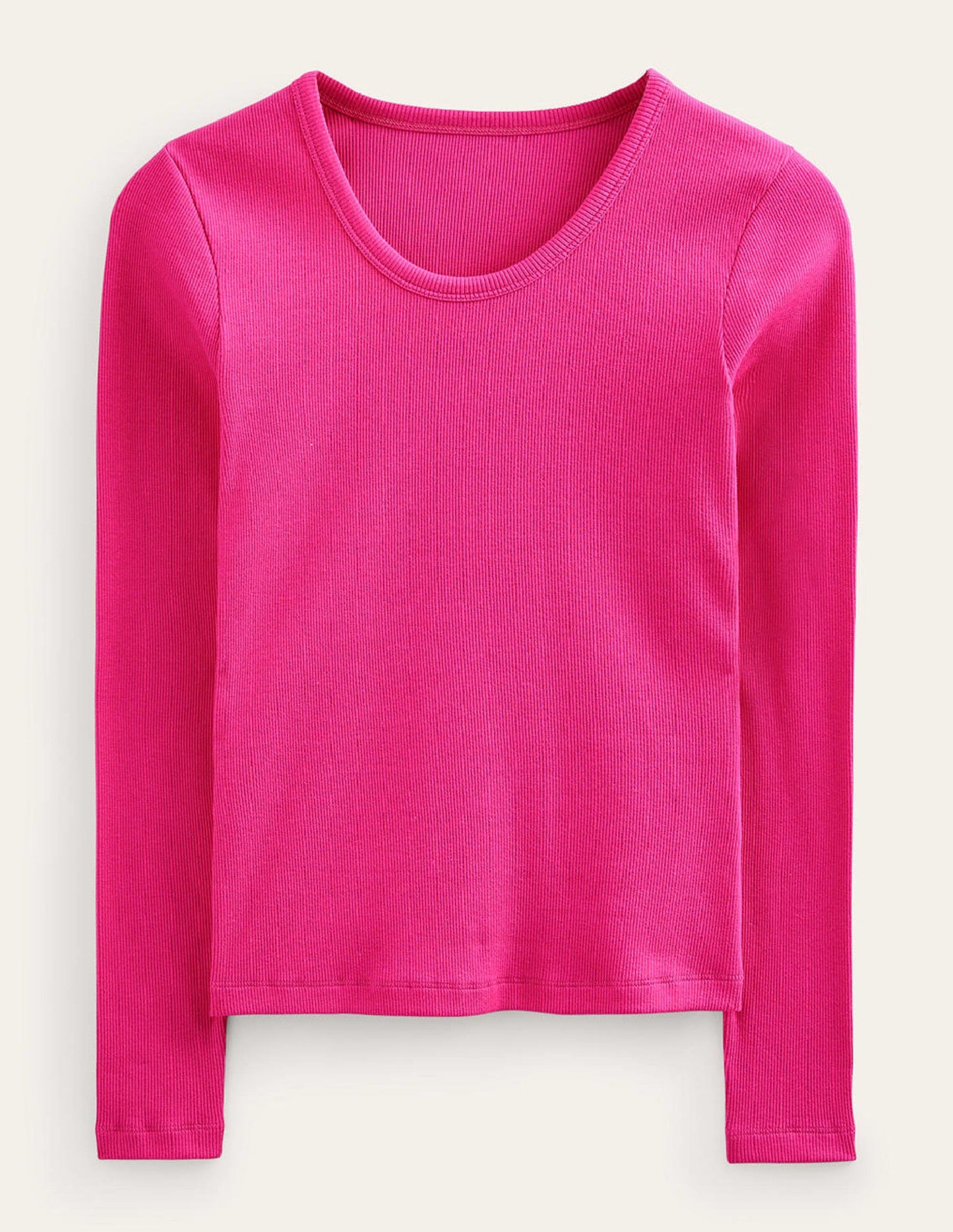 Cotton Rib Scoop Neck Top-Cabaret Pink